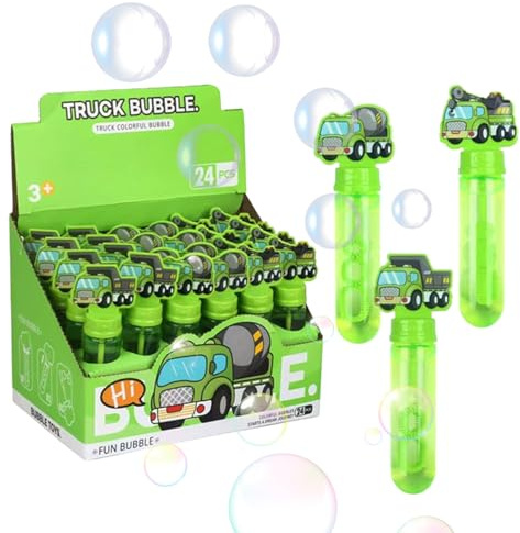 Bulles de Savons Enfants,24 pièces Mini Set de Bulles de Savon,Bulles de Savons Enfants bâton,Bulles de Savon Mariage,Cadeaux Bubble Sticks (Véhicule de Chantier)