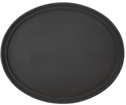Olympia Kristallon Oval Non-Slip Serving Tray, Black, Size: 685(W) x 560(D)mm / 27 x 22 inch, Polypropylene Plastic Tray, Food or Drink Serving Tray - Pubs, Clubs, Nightclubs, Restaurants, Home, C162