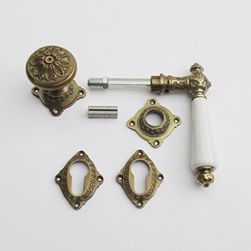 Jugendstil Gründerzeit Haustür- Wohnungstür Beschlag Messing antik #46-PZK-AW