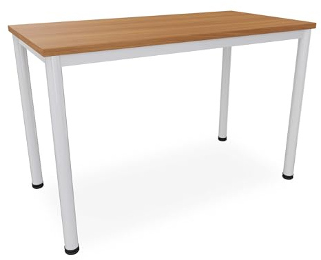 Schreibtisch Verschiedene Größen und Farben, Konferenztisch graues Metallgestell, Stabiler Besprechungstisch Arbeitstisch, Bürotisch hauseigene Fertigung (B: 120 cm x T: 60 cm, Buche)