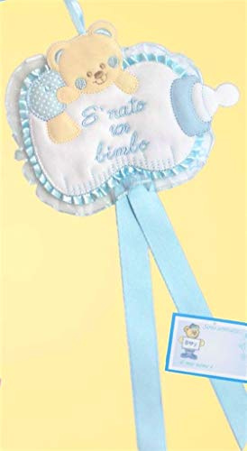 Baby-Schleife zur Geburt, Babybett, nicht zum Sticken, 15 x 20 cm, Hellblau