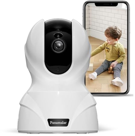 Panamalar Caméra IP WLAN, 3MP bébé caméra de surveillance intérieure pivotante à 350 ° soutien LAN et WLAN /Alexa/ audio bidirectionnel /vision nocturne, caméra intérieure pour bébé/animal