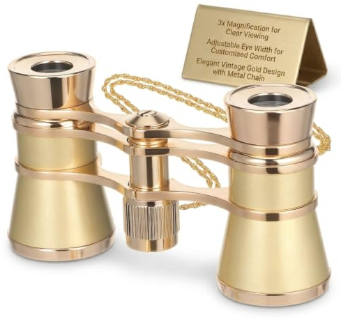 iplusmile Opera Glasses Binoculars 3x25 – Adjustable Eyepiece Width for Comfortable Viewing, Metal Chain for Hands-Free Use – for Theatre, Concerts, Sports Events, Adults