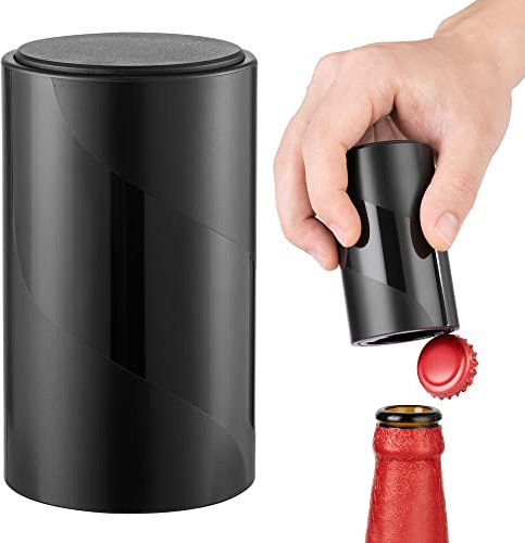 VinFlow5 Automatic Beer Opener (Black), Magnetic Bottle Caps Remover, Push Down - Pull Up w/No Cap Damage for Bottle Top Collectors