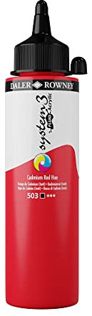Daler-Rowney System3 Acrylic Paint, Plastic Bottle, Fluid, 8.45oz - 250 ml, Cadmium Red Hue