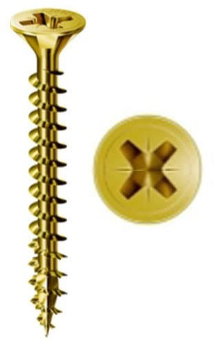 Juego de 50 Tornillos Autorroscantes para Madera Aglomerada con Cabeza Avellanada - Juego ideal para trabajos de Bricolaje en Casa y trabajos de Bricolaje (3,5x20mm - Amarillo)