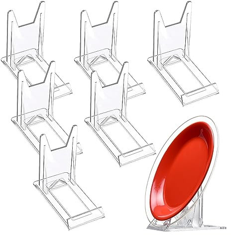 GOIEHIR 6 Stück Acryl Tellerständer, Einstellbar Kunststoff Dekoteller Halterung, Transparent Display Ständer, für Fotodisplays, Teller, Tischkarten, Kochbücher