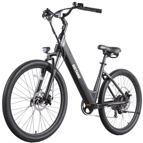 Gotrax 26 Electric Bike, Max Range 30Miles(Pedal-assist1) & 15.5/20Mph Power by 250/350W, 3 Riding Modes & Adjustable Seat, 7-Speed & Front Shock Absorber, Commuter Electric Bicycle for Adults, Black