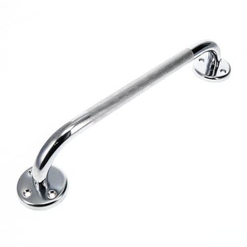 BodyMed 12-inch Chrome Plated Steel Grab Bar - Anti-Slip, Safety Aid Support for Bathrooms, Showers, Bathtubs and Toilets - Perfect for Adults and Seniors