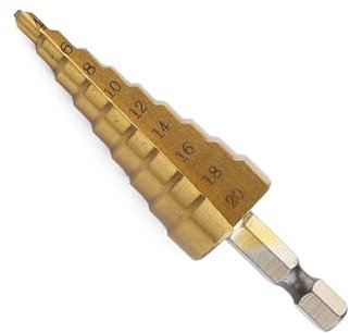 Shallho 1/4 vástago hexagonal 4-20mm titanio recubierto espiral acanalado paso taladro HSS paso broca para plástico madera metal multi-agujero cónico taladro