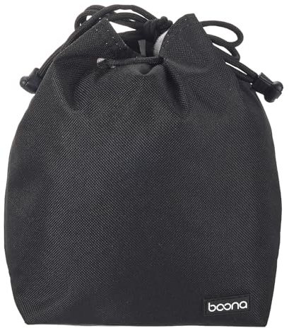 PATIKIL Custodia Morbida con Coulisse per Obiettivo, Borsa Portaobiettivo con Imbottitura in Cotone 5,91 x 3,94 in Tessuto Felpato Spesso per Obiettivi SLR Bicchieri Acqua, Nero