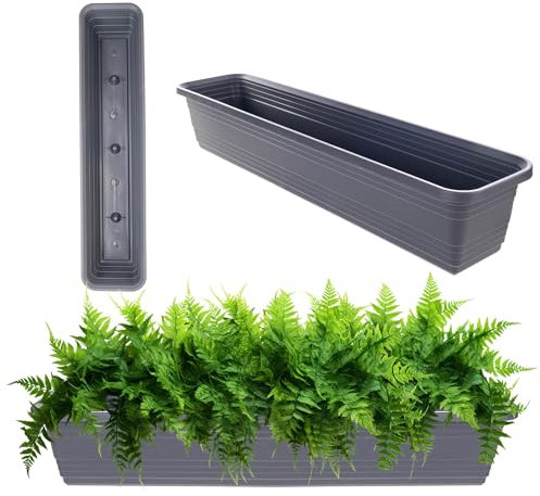 KADAX Jardinière de balcon en plastique résistant aux intempéries, jardinière de balustrade pour la culture de fleurs, d'herbes et de plantes (anthracite, 80 cm), K9977