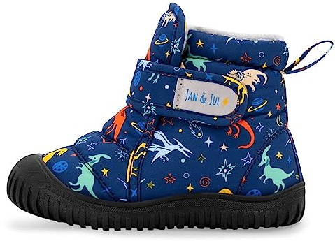 JAN & JUL Toddler Water Resistant Snow Boots for Boys (Space Dinos, UK Size 3 Toddlers)