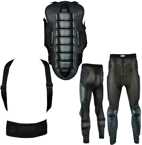 Men’s Body Armour Full Spine Back Protection Motocross Protective Guard Jacket Wear & Protective Biker Hard Trouser Full Body Dirt Bike Quad Suit