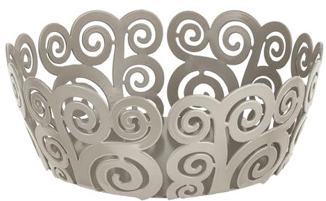 Baroni Home Cesta para Pan de Metal Decorado, Diseño Moderno para Mesa y Cocina – Línea Riccioli, 20x20x7 cm