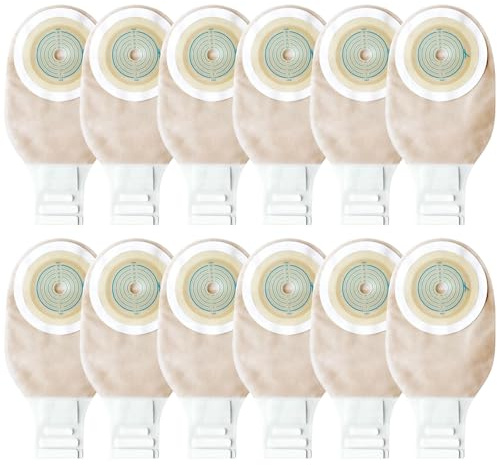 12 Bolsa de Ostomía, Suministros de Ostomía, Bolsas de Colostomía de Una Pieza con Cierre de Contacto, Tarjeta de Medición, Corte a Medida de 15 a 60 mm