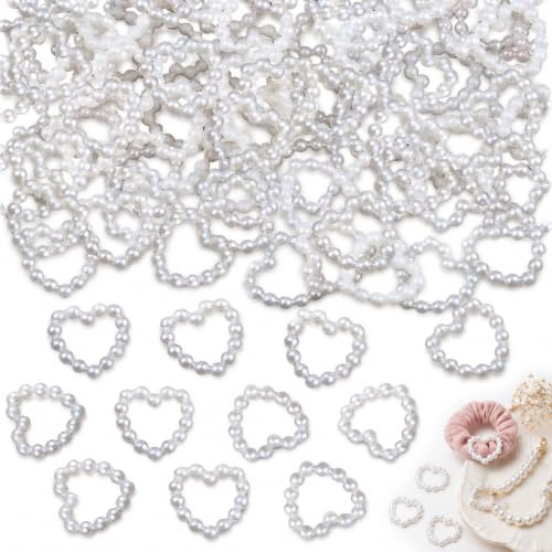 300 Corazón de Perlas, Adornos de Perla Corazones para Decorar Boda, Love Amor Boda Blanco, Decoracióny Celebraciones