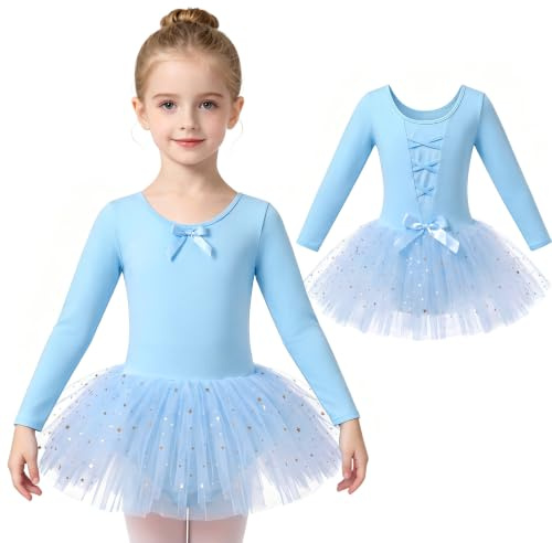 JinBei Flicka balettklänning med paljetter tutu klassisk dans flicka bomull kortärmad dansbody bekväma barnkläder för vardaglig klokt tävling, 2–9 år | Tutu Balettdräkt Bekväm, Korta och Långärmad, Gymnastikdansbody Barnkläder, för uppträdande, Praktisk, Daglig