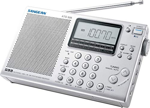 Sangean ATS-405 FM-Stereo/AM/Short Wave World Band Receiver, Silver