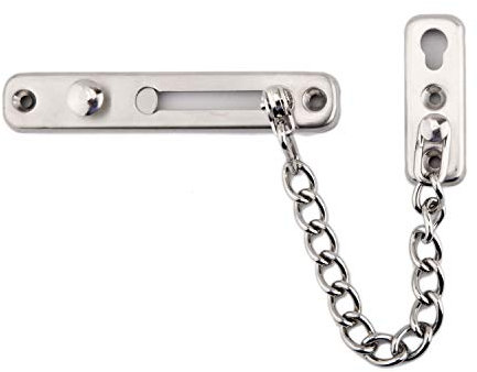 ULIFESTAR Stainless Steel Chain Door Lock，Heavy Duty Inside Door Latch Guard Keyless Door Lock Add Extra Security with Spring Anti-Theft Press Lock Door Hardware for Home Security (Silver)