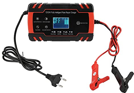 Aramox Chargeur de Batterie de Voiture, Chargeur de Batterie 12V/24V 2-150Ah Réparation Automatique Intelligente pour Moto de Voiture 110V-240V(Norme européenne)
