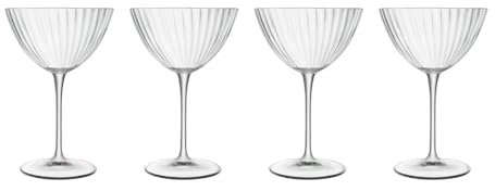 Luigi Bormioli Optica Lot de 4 verres à martini en cristal 220 ml Passe au lave-vaisselle