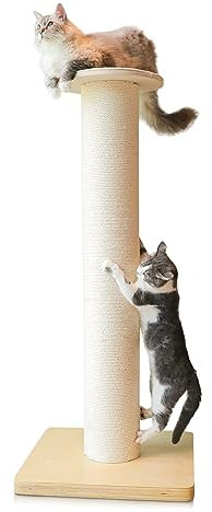 KONELCARE 127 cm hoher, extra großer Kratzbaum für große Katzen (Maine Coon), 18,5 cm dicker Stamm, 16,3 kg, Massivholzsockel & natürliches Sisalseil