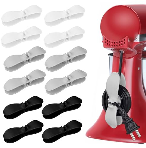 Hisdricus 12 Organisateur de Câble, Enrouleur Câble, Enrouleur Câble, Rangement Câble, TPR, Adaptés aux Équipements de Cuisine Tels Que Mixeurs, Cuiseurs à Riz, Friteuses Sans Huile (Noir/Blanc/Gris)