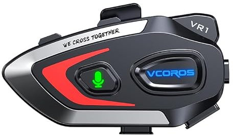 VCOROS Motorrad Helm Headset VR1,Motorcycle Kopfhörer Helmet Nur für eine Person,Wasserdicht IPX6, Motorradhelm Bluetooth für Lautsprecher Freisprechen, Musikanrufsteuerung (Weiches Mikrofon)