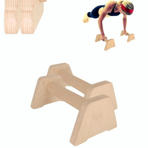 CAWi Maniglie push-up – Impugnature ergonomiche per flessioni in legno per calisteniche, allenamento di forza e yoga, stabili e antiscivolo, non irritano le articolazioni, set da 2