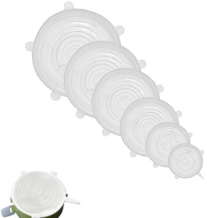 6 PCS Silicone Lids Food Covers Suit,Apply To Yoghurt Pots With Silicone Stretch Lids Food Covers,Jam Pot