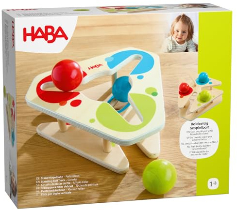 HABA Piste à Billes sur Pied Rouleau de Couleur - Jeu de Billes à partir de 1 an avec Couleurs & Fonction Parking - Prémonté & Compact, idéal pour Les Jeunes Enfants - 2012391001