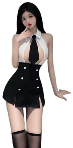 GWJKG Ensemble de Lingerie pour Femmes, Uniforme de secrétaire de Bureau, Costume d'enseignant Coquin, Jupe Courte avec Chaussettes