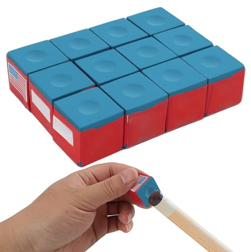 Tuwonwa 12 Stück Billard Chalk,Billard Kreide Zubehör, Billardkreide als Billard Zubehör, gleichmäßige Haftung für Queue-Spitzen, Billiard Zubehoer für Anfänger & Profis