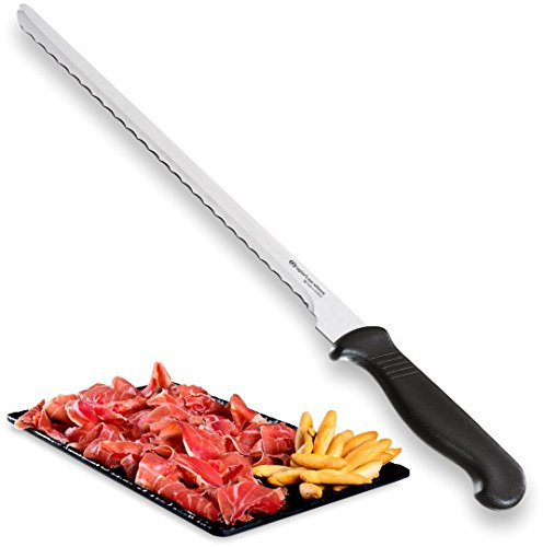Taylors Eye Witness Sheffield Made Serrano Ham Slicer – 9.5 inch/24 cm Scalloped Stainless Steel Blade, Precision Ground for Sharpness, Ergonomic Fibre-Feel Handle, Dishwasher Safe