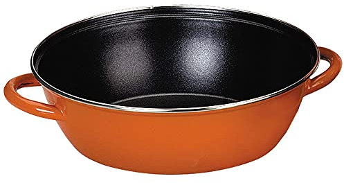 IBILI - Sarten honda con 2 asas new orange, 36 cms, Acero esmaltado vitrificado, Antiadherente, Apta para induccion