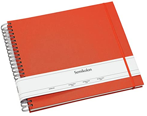 Semikolon 353005 Spiral Album Maxi Mucho - 34,5x30 cm - Fotoalbum, 90 Seiten cremeweiß, Fotobuch, orange orange