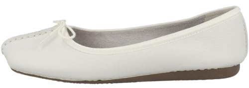 Clarks Women's Freckle Ice Ballet Flats, White Leather, 7 UK