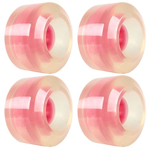 TGM Skateboards Longboard Wheels 65mm Smooth Clear w/Pink Hub USA Made 78A
