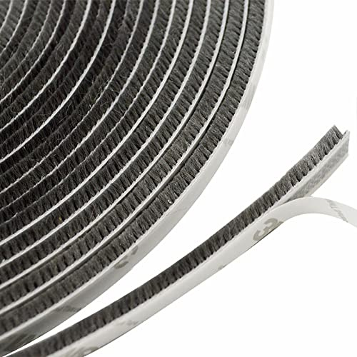 10M Guarnizione a Spazzola autoadesiva sigillante per Antivento Insonorizzato Anti-zanzara, Striscia di Tenuta per Porte Finestre Armadio e Guardaroba (9mm x 23mm, Grigio)
