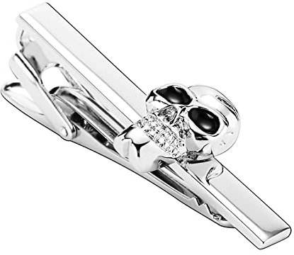 Krawattennadeln für Herren Schwarz, Krawattennadel Totenkopf Edelstahl Krawattenklammer Silber Tie Clip Schmuck Geschenke