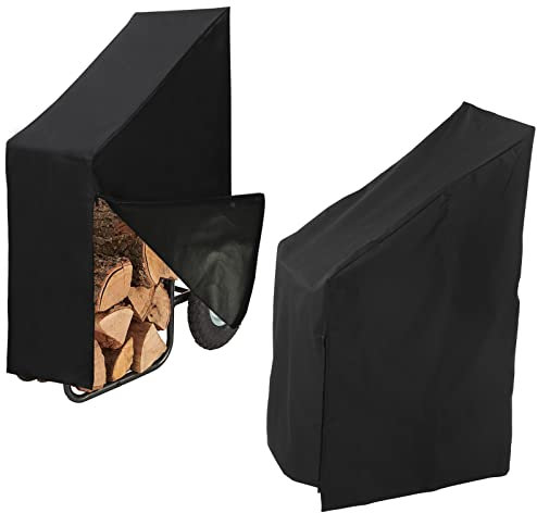 Rehomy Housse de protection étanche pour chariot de bois de chauffage avec fermeture éclair pour terrasse et cheminée