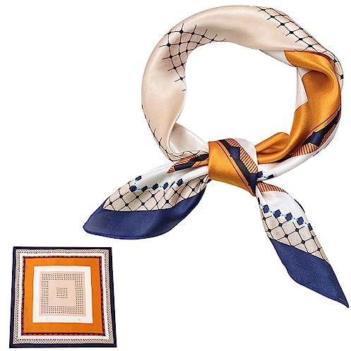 ZhaoCo 100% Natürliche Maulbeerseide Schal, 66x66cm / 26x26 Zoll Seidentuch Grafikdruck Klein Weich Quadratisch Seidenschal für Damen - 025