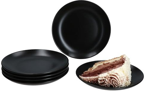 MamboCat Panther 6er Set Kuchenteller schwarz I Matte Steingut-Frühstücksteller für 6 Personen I kleine Teller für Salat, Dessert & Co. I Geschirr für Frühstück, Mittag, Kaffee & Abendbrot