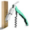 CORKAS Cavatappi Professionali Apribottiglie, Cavatappi da Sommelier, Coltello da sommelier, Cavatappi per Camerieri Apri Bottiglia Accessori del Vino e Regali (Verde chiaro)