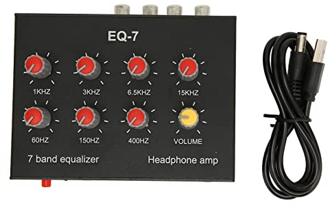 Ejoyous 7 Band Grafik Equalizer, Auto Equalizer Dual Kanal Sound Equalizer Dj-Mixer, für Aufnahmen Streaming Podcasting 3,5 mm Schnittstelle EQ Ausgang Eingang