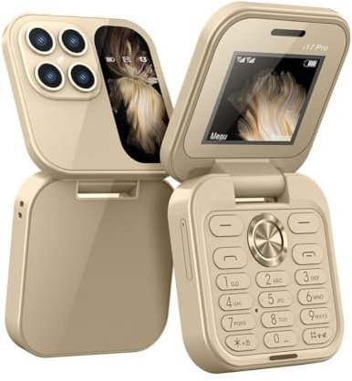 2024 New I17pro Mini Flip Phone Keypad Non-smartphone Elderly Phone 2G Network Radio Foldable Phone Speed Dial Multilingual FM phones Dial button mini Flip Cell feature gift Speed phone button