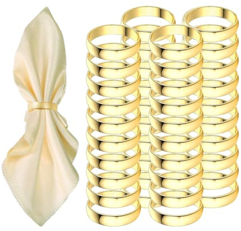 40 Pcs Gold Napkin Rings-Stainless Steel Napkin Rings,Metal Napkin Ring for Table Settings Wedding Christmas Party Dinner Table(Gold)