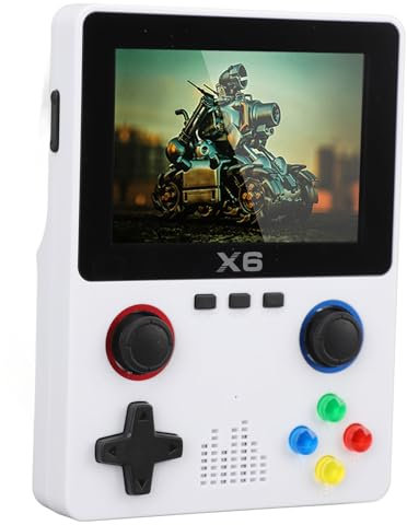 X6 Handheld-Spielekonsole, 3,5 Zoll IPS 640 X 480 HD-Bildschirm, 11 Retro-Emulatorsysteme, Taschenspielkonsole mit 32 GB TF-Karte, 2000 MAh, Unterstützt HD- und TV-Ausgabe (White)