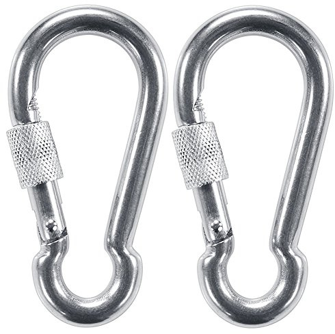Werwing 7in Screw Locking Carabiner - Heavy Duty Carabiner Clips, Galvanized Iron Large Caribiner for Camping, Swing, Hammock, Hiking, 2pcs